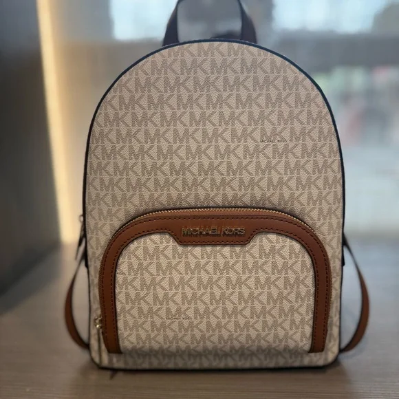 Michael Kors | Bags | Michael Kors Beige And Brown Backpack 